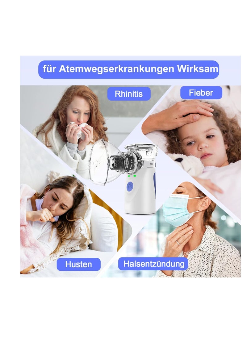 إلترازون جهاز استنشاق للبالغين، جهاز استنشاق للأطفال، جهاز النبض للأطفال مع قناع الوجه وفوهة الفم، وظيفة التنظيف الآلي للأمراض التنفسية فعال (أزرق) - Image 5
