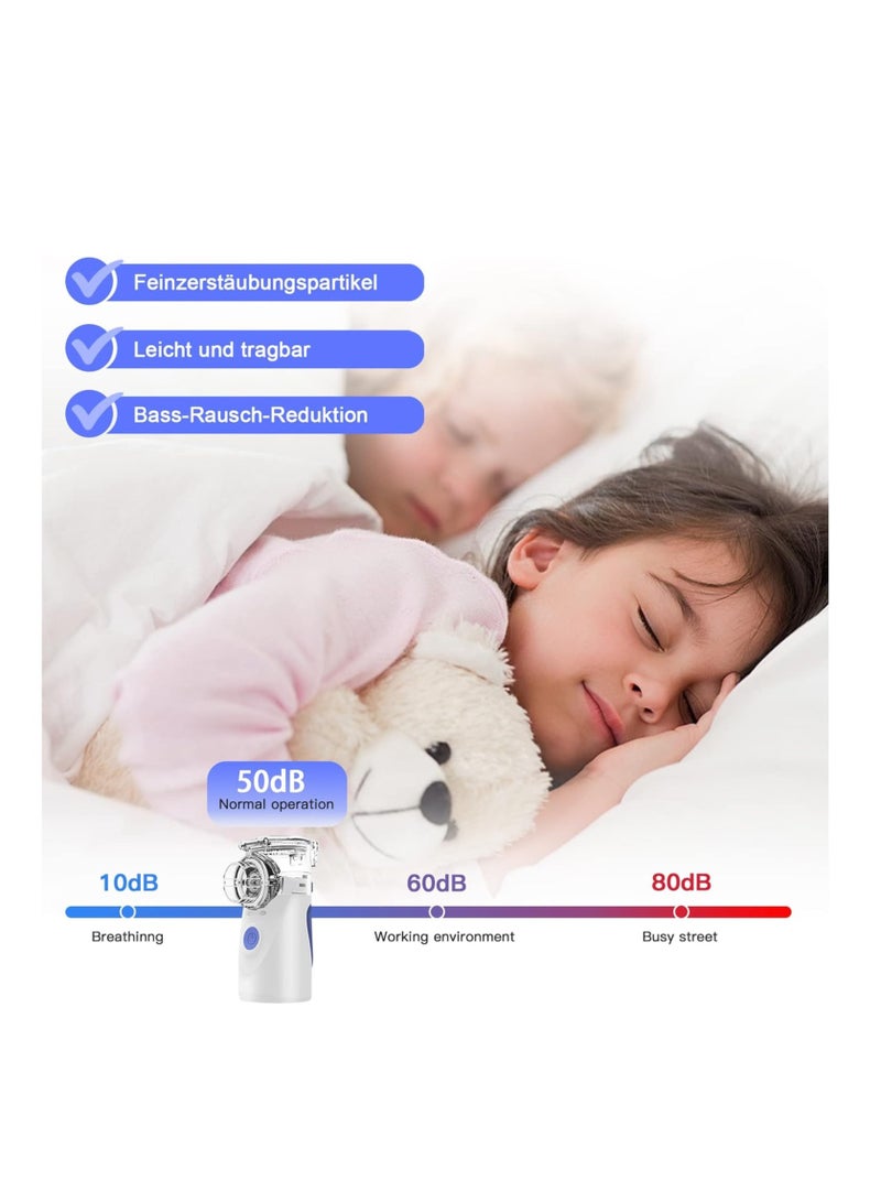 إلترازون جهاز استنشاق للبالغين، جهاز استنشاق للأطفال، جهاز النبض للأطفال مع قناع الوجه وفوهة الفم، وظيفة التنظيف الآلي للأمراض التنفسية فعال (أزرق) - Image 4