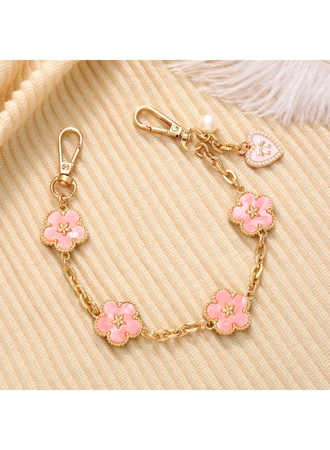 NIBEMINENT Phone Charm/ Chain Strap for Women Girls, Five Leaf Flower Chain Cell Phone Case Lanyard Wrist Strap