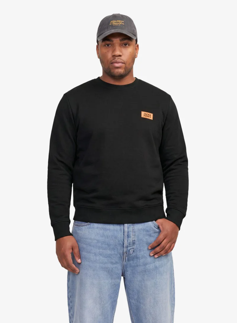 Solid Crew Neck Regular Fit Plus Size Sweatshirt