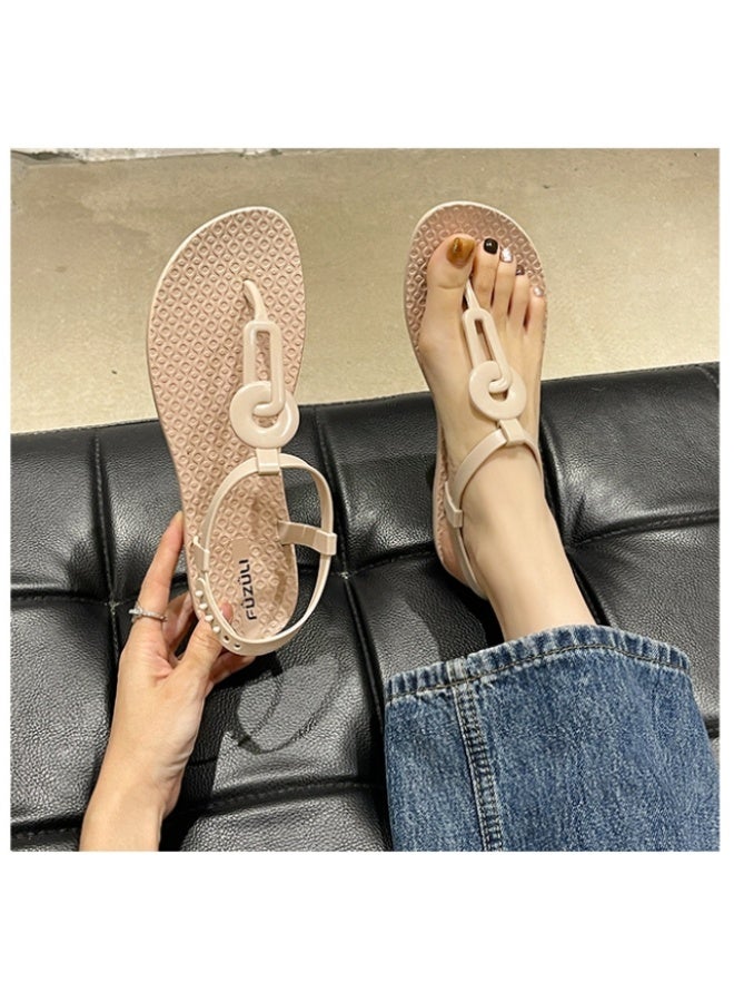 NIBEMINENT Summer Casual Flat Sandals Women's Fashionable Clip Toe Strap Beach Slippers  - Image 4