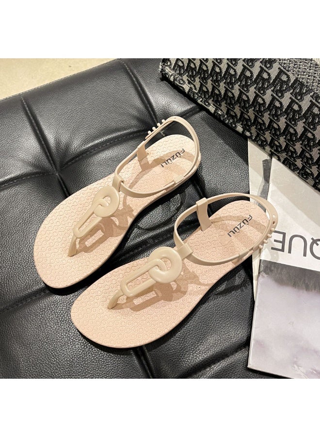 NIBEMINENT Summer Casual Flat Sandals Women's Fashionable Clip Toe Strap Beach Slippers  - Image 1