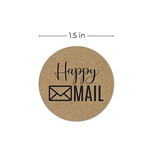 SBlabels 1.5" Round Brown Kraft Happy Mail Stickers / 500 Happy Labels/Kraft Envelope Seals/Made in The USA - Image 5