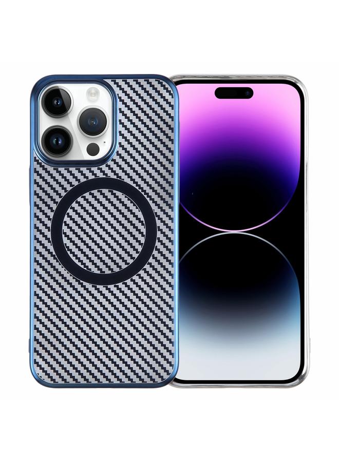 S-TOP Case For iPhone 14 Pro Max 6D Plated Carbon Fiber Clear Magsafe PC Phone Case - Image 1