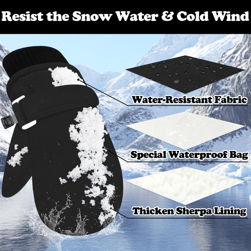 Sarfel Toddler Gloves Ages 2-4 Toddler Snow Gloves Waterproof Toddlers Mittens Ages 2-4 Kids Winter Gloves for Toddlers 1-3 - Image 2