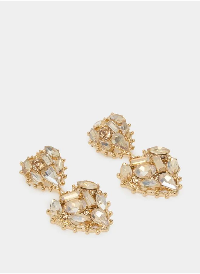 Styli Heart Shaped Embellished Earrings