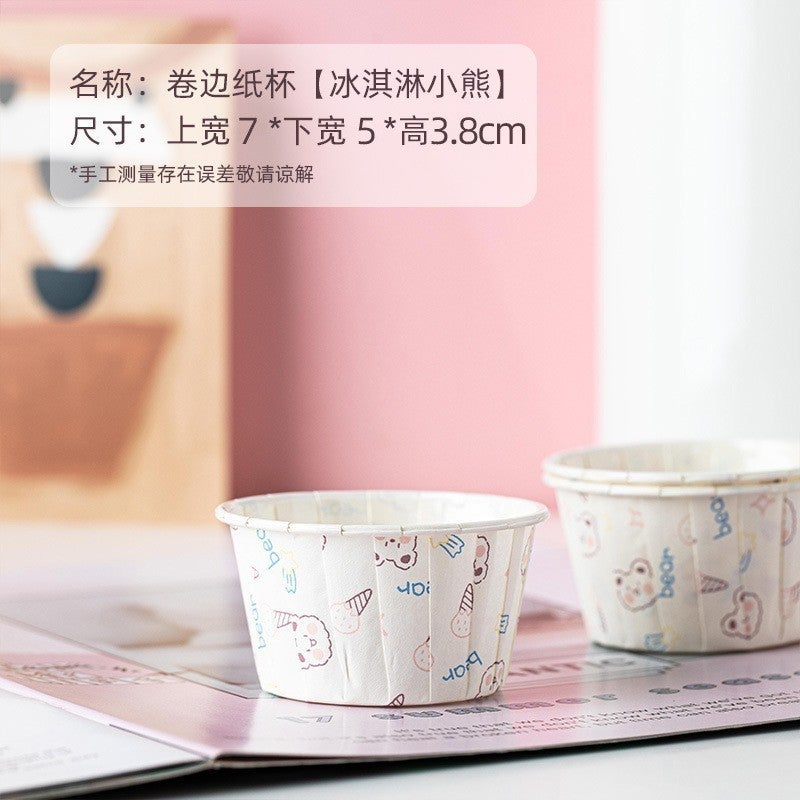 Christmas Roll-Top Paper Cupcake Cups, High-Temperature Resistant Disposable Cake Cups, Household Ins-Style Baking Molds, Muffin Cups - Image 1