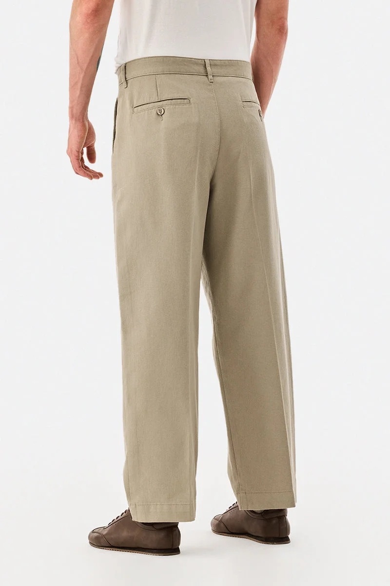 Snitch Khaki 100% Cotton Baggy Trousers for Men | Best Price UAE