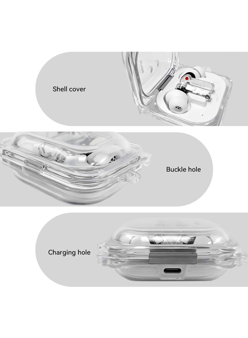 for Nothing Ear (a) Case, Soft TPU Shockproof, with Secure Lock  Carabiner  Cleaning Kit, Transparent - Image 4