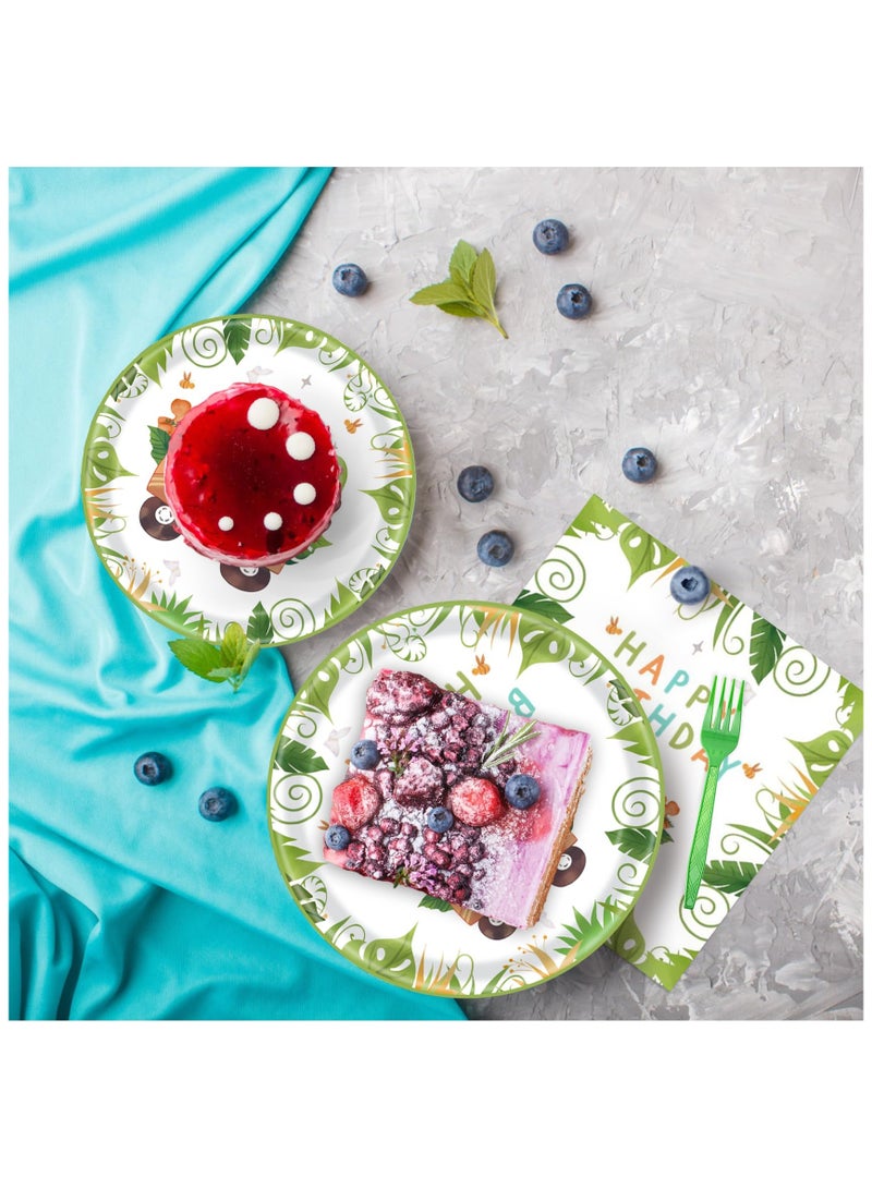 Zikra Dinosaur Party Supplies Kit for 24 Guests, 97 Pcs Disposable Dinosaur Party Tableware, Including Plates, Forks, Napkins, Bunting, Perfect for Kids' Dinosaur, Themed Birthdays and Baby Showers - Image 4