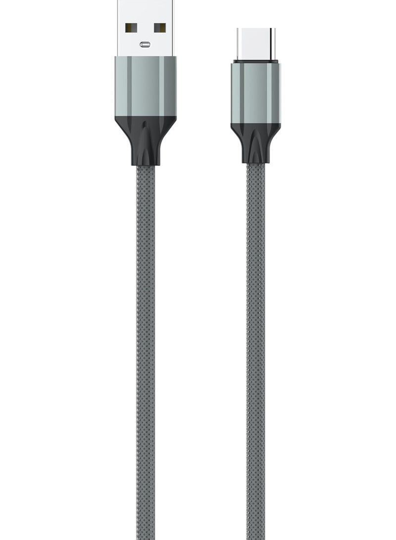 لدنيو كابل LDNIO LS442 كابل بيانات شحن سريع TPE 2.4A أقصى تيار USB-A إلى Type-C بطول 2 متر -رمادي - Image 1