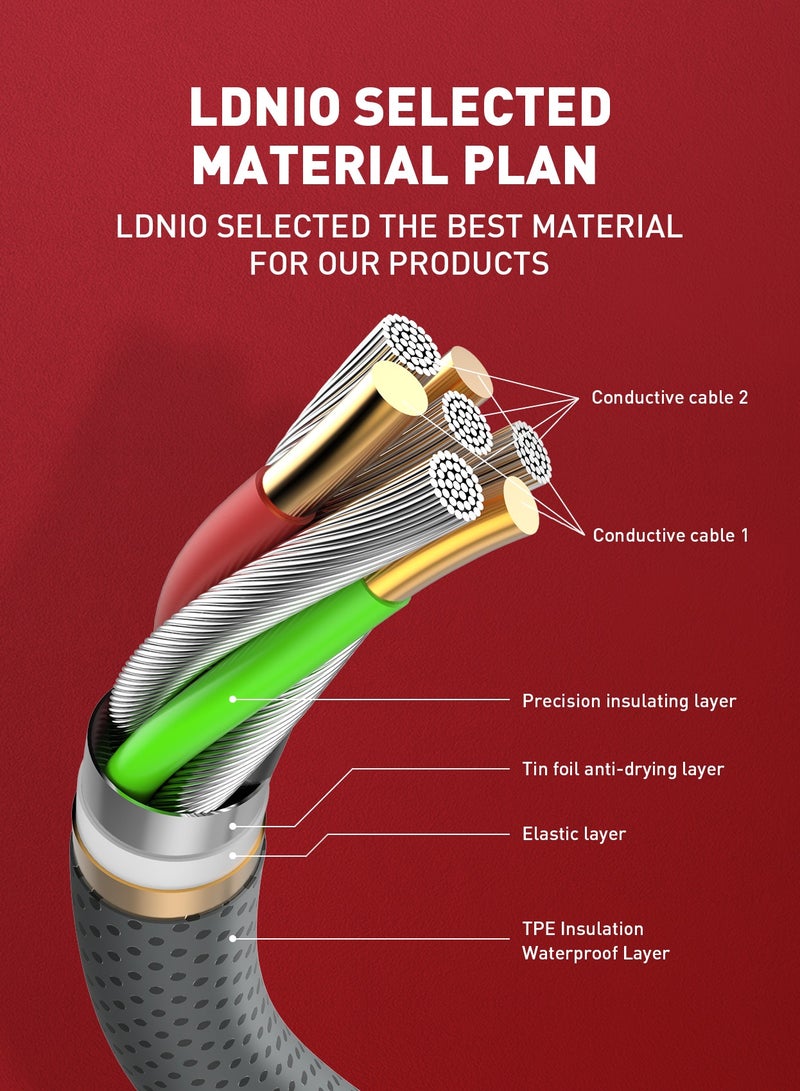 لدنيو كابل LDNIO LS442 كابل بيانات شحن سريع TPE 2.4A أقصى تيار USB-A إلى Type-C بطول 2 متر -رمادي - Image 5