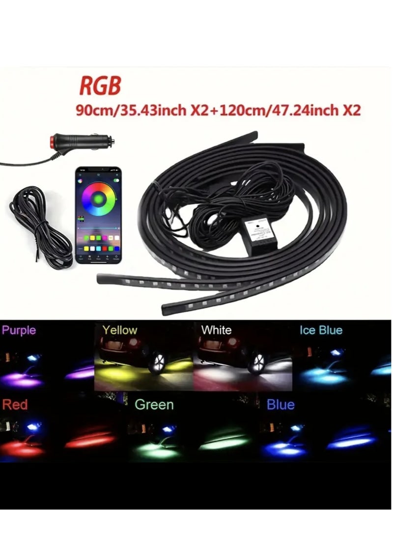 Zetka 4Pcs Car Underbody Light Strips，Underglow Neon Accent Strip Lights ，Multi Color DIY Sound Active Function Music Mode with APP Control and Remote Control - Image 2