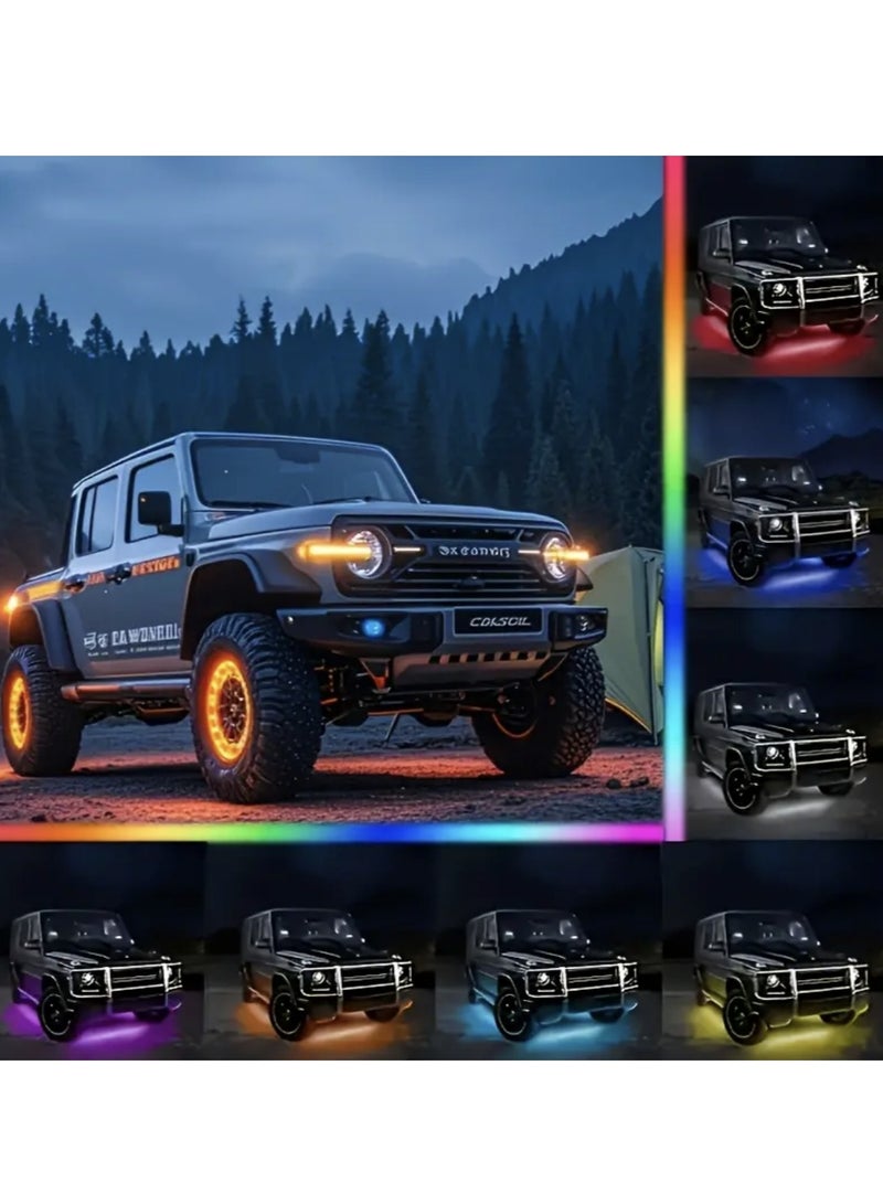 Zetka 4Pcs Car Underbody Light Strips，Underglow Neon Accent Strip Lights ，Multi Color DIY Sound Active Function Music Mode with APP Control and Remote Control - Image 3