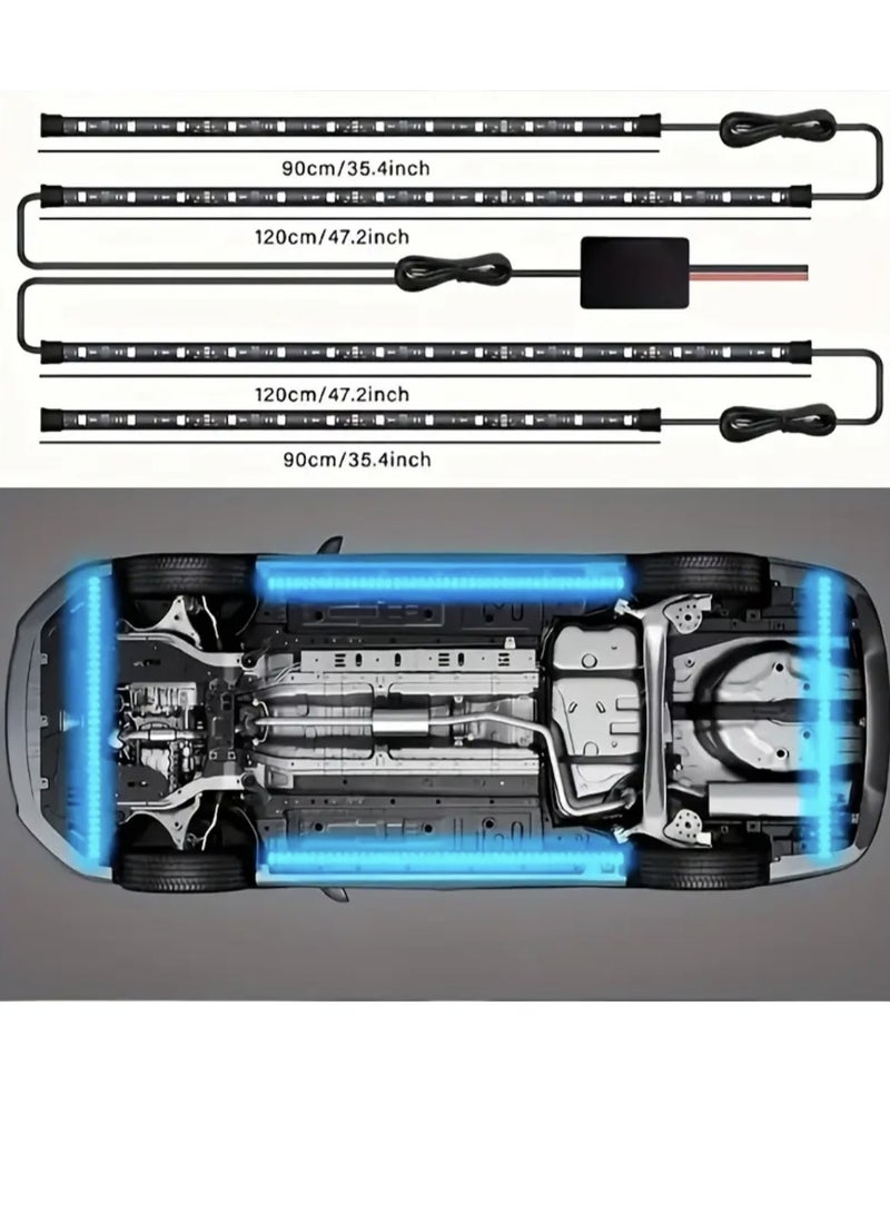 Zetka 4Pcs Car Underbody Light Strips，Underglow Neon Accent Strip Lights ，Multi Color DIY Sound Active Function Music Mode with APP Control and Remote Control - Image 5