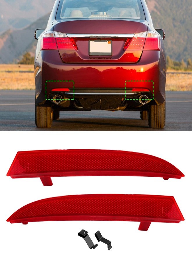 Abodvu Compatible with Honda Accord Sedan Rear Bumper Reflectors 2013-2015,Left Driver & Right Passenger Side Rear Bumper Red Marker Trims,Back Reflector W/O Bulbs Replace for 9th Gen Accord(1Pair) - Image 1