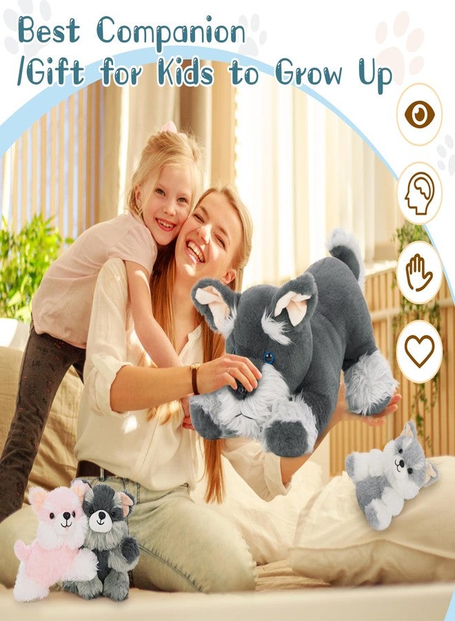 MorisMos Plush Schnauzer Dog Stuffed Animal with Babies, 20'' Big Mommy Dog with 3 Baby Puppy Toys for Kids, Xmax Stuffed Schnauzer Dog Toys for Girl Boy, Lifelike Dog Gifts for Christmas Birthday - Image 4