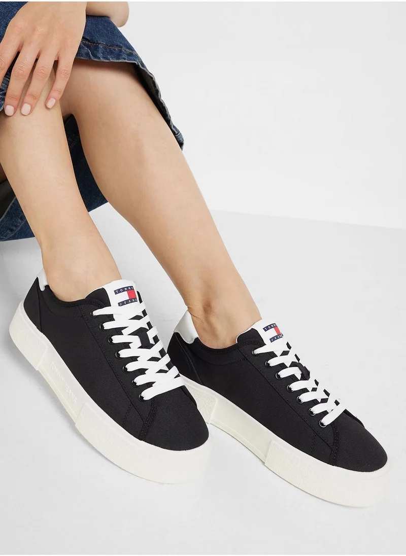 TOMMY JEANS FLATFORM CANVAS TRAINERS