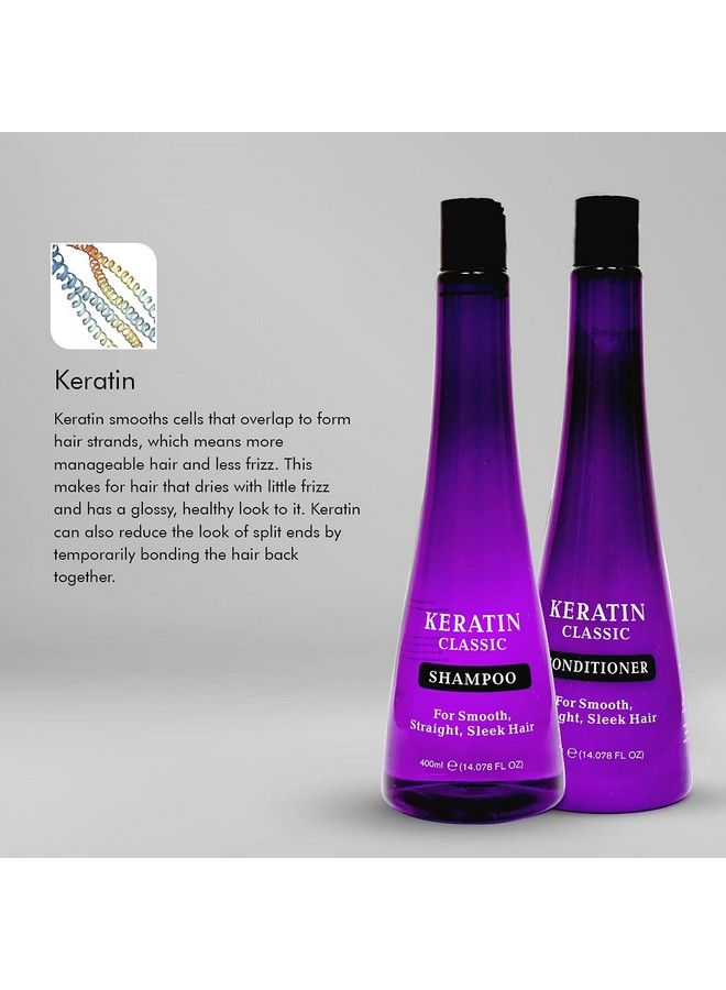Keratin Classic مجموعة شامبو وبلسم الكيراتين من Xpel Marketing بالكيراتين لشعر أملس ومستقيم 400 مل لجميع أنواع الشعر - Image 4
