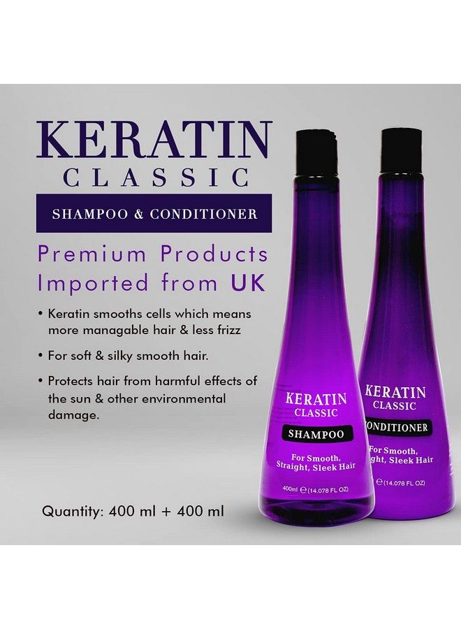 Keratin Classic مجموعة شامبو وبلسم الكيراتين من Xpel Marketing بالكيراتين لشعر أملس ومستقيم 400 مل لجميع أنواع الشعر - Image 3