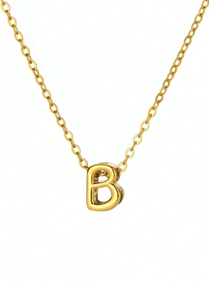 إيكوال سلسال نسائي أنيق مصنوع من الاستانلس ستيل مطلي باللون الذهبي بتصميم حرف