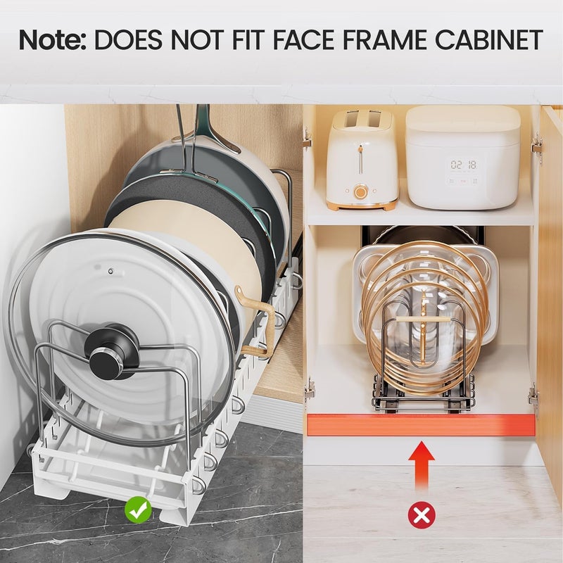 Exrp Pots and Pans Organizer for under Cabinet, Pull out Pan Organizers inside Cabinet for Kitchen Cabinet Organizers and Storage with Adjustable Dividers and Handled Divider - Image 3