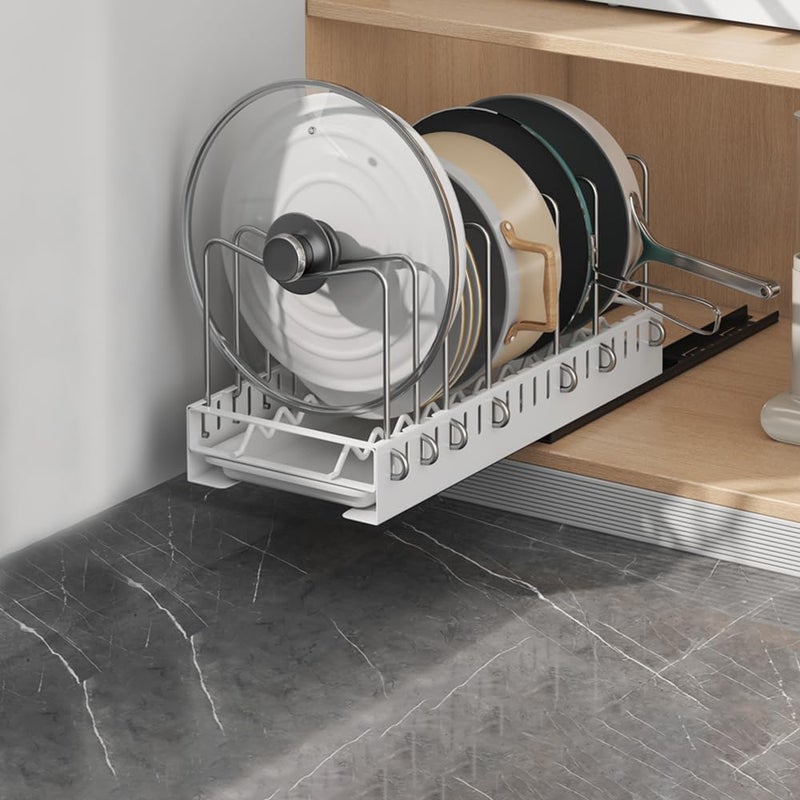 Exrp Pots and Pans Organizer for under Cabinet, Pull out Pan Organizers inside Cabinet for Kitchen Cabinet Organizers and Storage with Adjustable Dividers and Handled Divider - Image 1