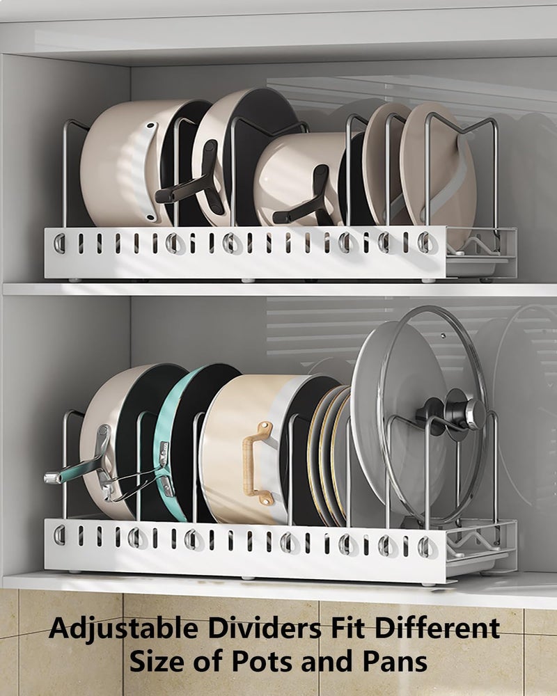 Exrp Pots and Pans Organizer for under Cabinet, Pull out Pan Organizers inside Cabinet for Kitchen Cabinet Organizers and Storage with Adjustable Dividers and Handled Divider - Image 4