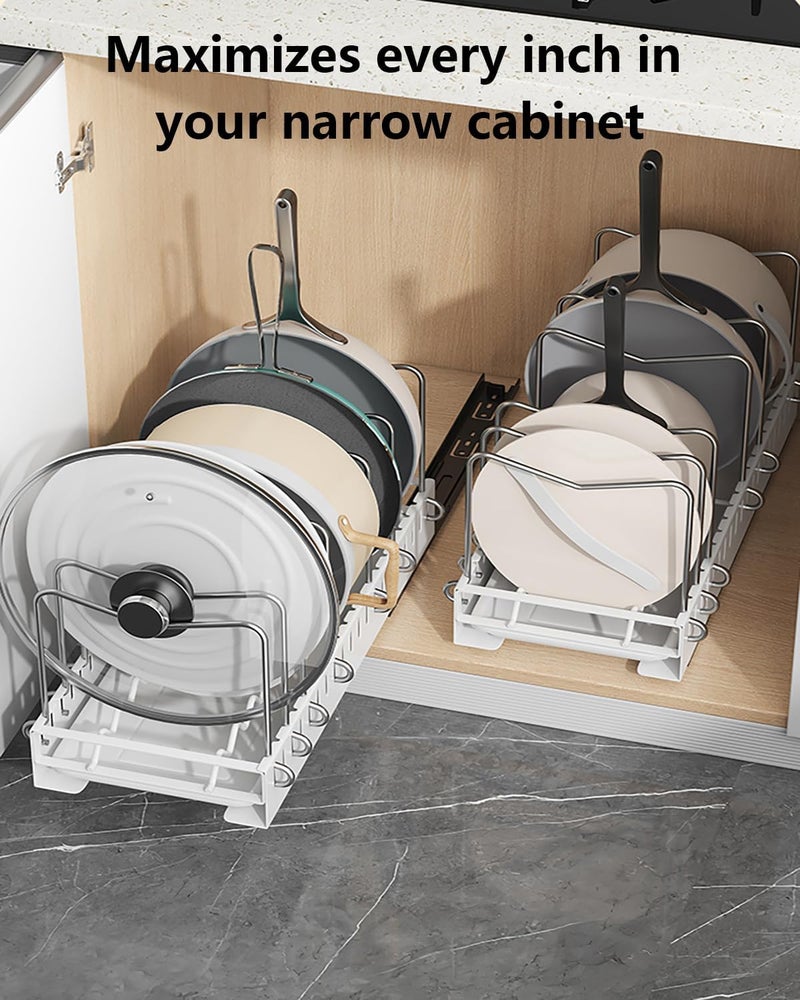 Exrp Pots and Pans Organizer for under Cabinet, Pull out Pan Organizers inside Cabinet for Kitchen Cabinet Organizers and Storage with Adjustable Dividers and Handled Divider - Image 5