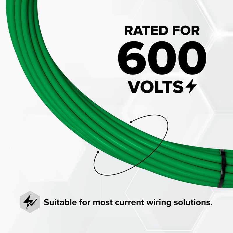 THE CIMPLE CO شركة CIMPLE 10 قدم - سلك نحاسي صلب 10 AWG - سلك تأريض أخضر 10 قياس - سلك 10 AWG THHN - سلك تأريض معزول 10 قدم - سلك صلب THHN/THWN - سلك صناعي - 10 أقدام (3 أمتار)، أخضر - Image 4