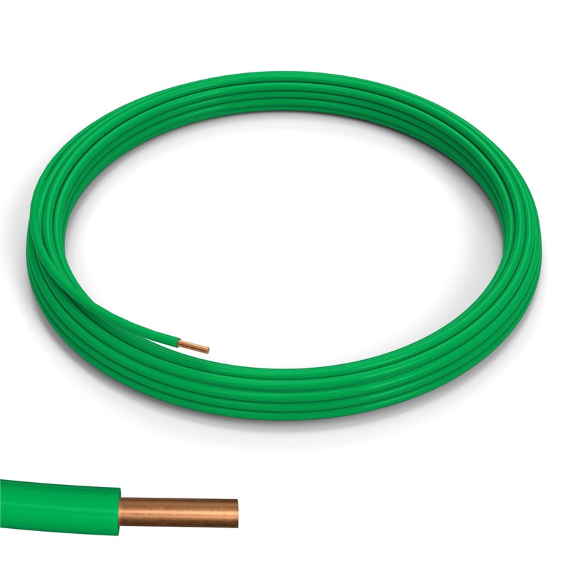 THE CIMPLE CO شركة CIMPLE 10 قدم - سلك نحاسي صلب 10 AWG - سلك تأريض أخضر 10 قياس - سلك 10 AWG THHN - سلك تأريض معزول 10 قدم - سلك صلب THHN/THWN - سلك صناعي - 10 أقدام (3 أمتار)، أخضر - Image 1