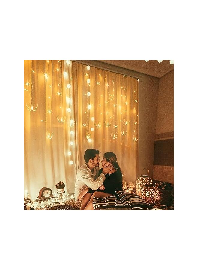 The Bros Butterfly Curtain Lights, 8 Modes 48LED Twinkle String Light with Remote 4.9FT USB Powered Window Fairy Light, Decorative Lights for Bedroom, Party, Wedding, Holiday, Christmas (Warm White)  - Image 3