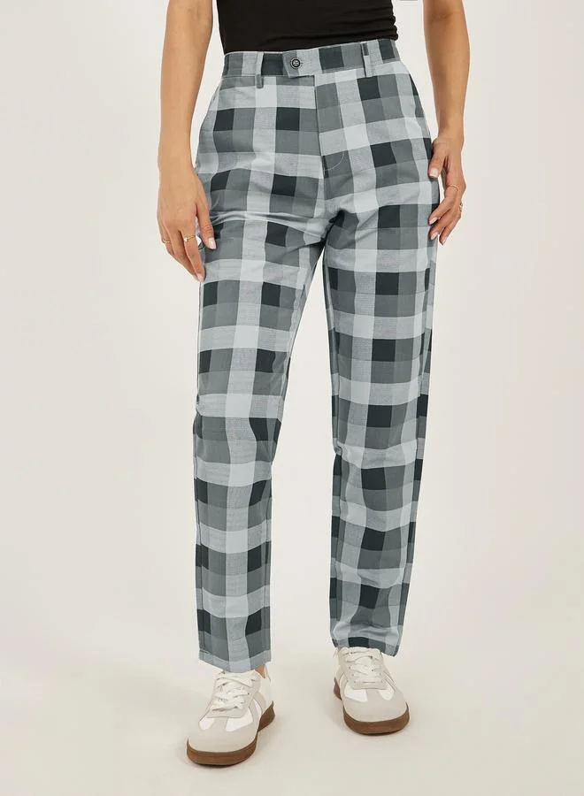 تايك تو Take Two Plaid Flat Front Relaxed Fit Pants with Pockets
