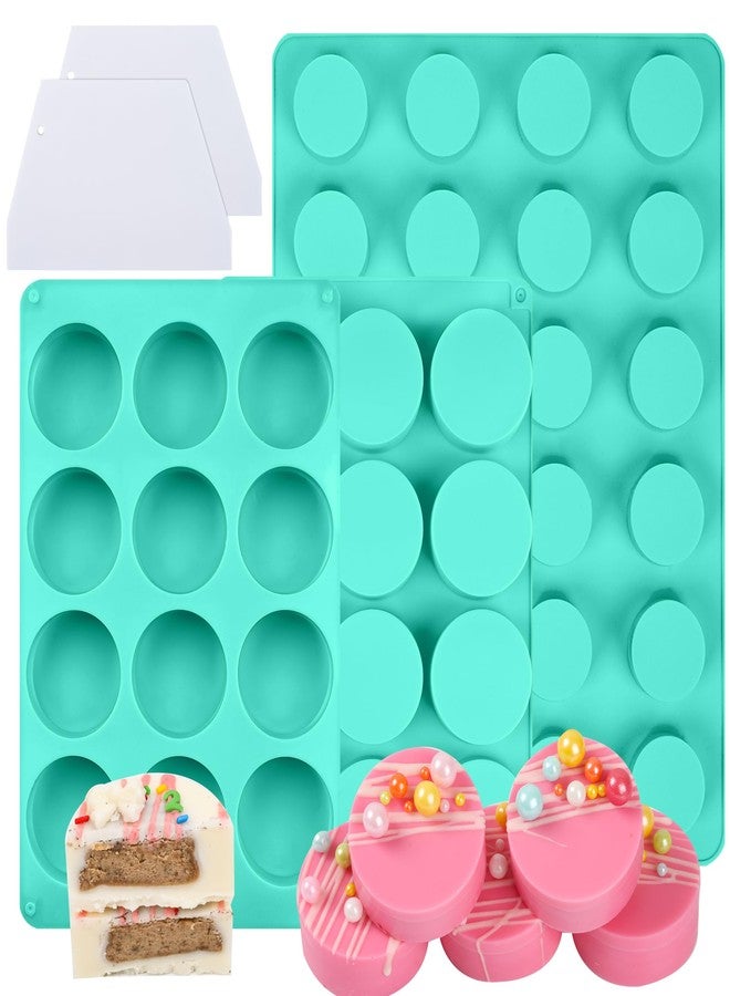 AFINSEA 3Pcs Cake Puck Mold Set,2 Different Sizes Chocolate Covered Cake Silicone Molds, 24-Cavity&12-Cavity Round Cake Pop Molds with 2 Spatulas for DIY Cake Cores, Chocolate Desserts,Cakepucks