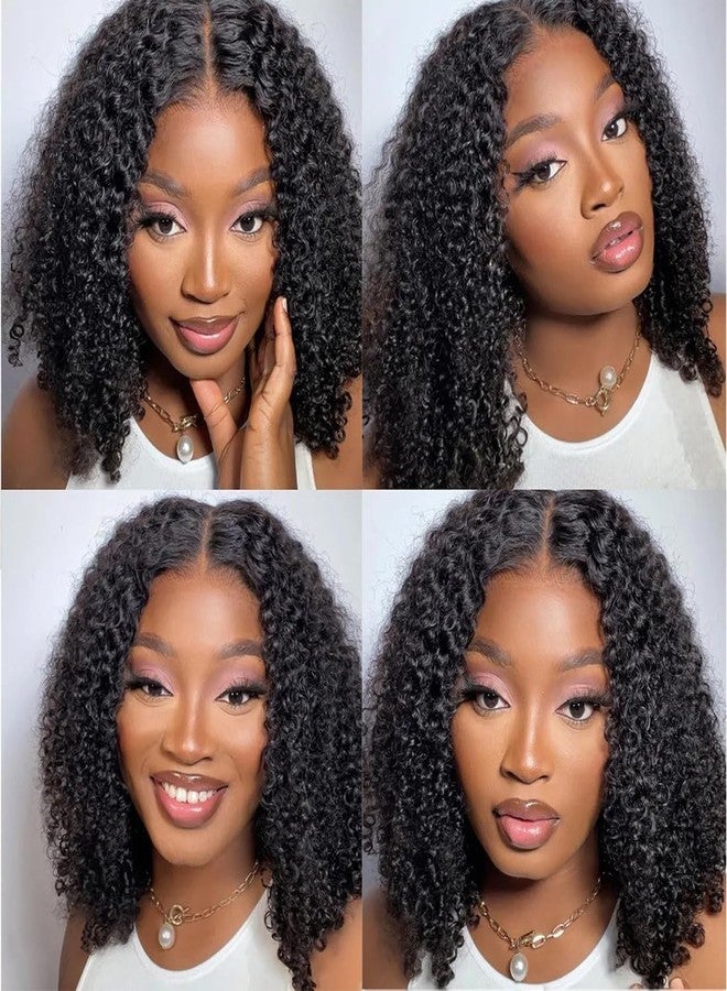 ISEE Hair M Cap 9x6 Bob Wig Human Hair Glueless Wigs Pre Plucked Pre Cut HD Lace Front Glueless Wigs Human Hair 180% Density Short Kinky Curly Bob Wigs for Black Women 10 inch - Image 1