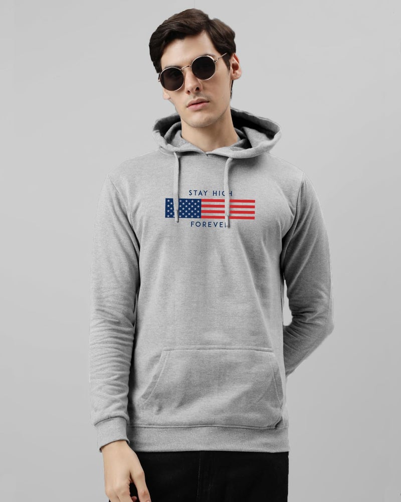 ADRO Men's Cotton Blend Neck Hooded Sweatshirt (H24-FLAG-GR_Grey - Image 3