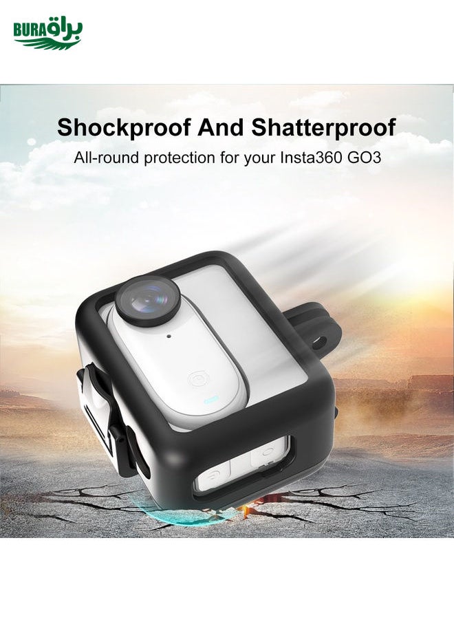 BURAQ For Insta360 GO 3 / GO 3S PULUZ Camera Battery Case Plastic Protective Frame (Black)  - Image 4