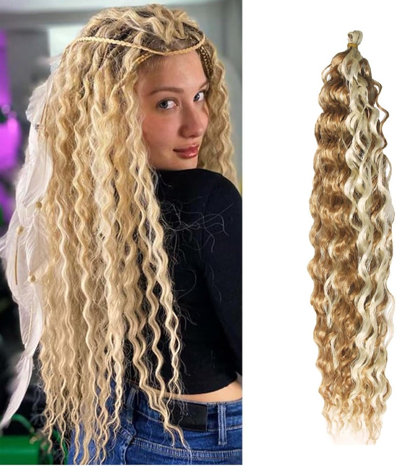 Dsoar Deep Wave Braiding Hair Deep Twist Wavy Synthetic Hair Highlight Curly Hair Extensions for Braids Ocean Wave Hair Bundles 22 Inch 3 Packs 27613
