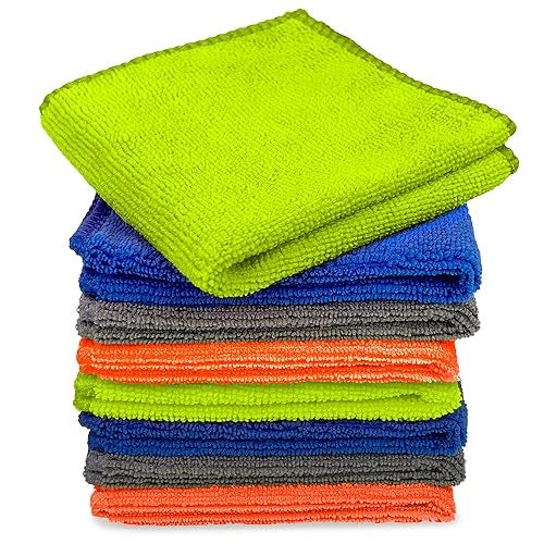 Tukzer Microfiber Cloth - 8 pcs 25X25 cms 280 GSM Cleaning Kit Cloth for Laptop, Monitor, Camera Lens, Binoculars, TV Projector, Electronics (Multi-Color) - Image 1