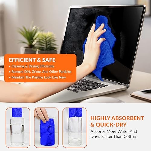 Tukzer Microfiber Cloth - 8 pcs 25X25 cms 280 GSM Cleaning Kit Cloth for Laptop, Monitor, Camera Lens, Binoculars, TV Projector, Electronics (Multi-Color) - Image 2
