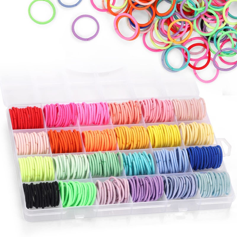 Funtopia Hair Ties Set 336Pcs Small Elastic Hair Bands for Girls Colorful Ponytail Holders Hair Tie for Baby Hair Multicolor No damage with Organizer Box for Kids Infants Toddlers - Image 1