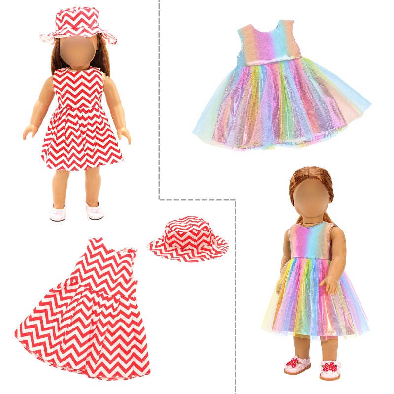 BARWA 18 inch Doll Clothes and Accessories 5 Sets Clothes Dress Outfits with 2 Pairs Shoes for 18 Inch Dolls - Image 5