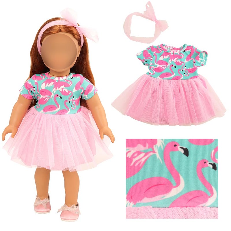 BARWA 18 inch Doll Clothes and Accessories 5 Sets Clothes Dress Outfits with 2 Pairs Shoes for 18 Inch Dolls - Image 3