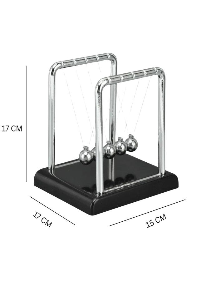 بريمسونس بندول نيوتن من بريمسونز® - لعبة حركة دائمة معدنية كبيرة | كرات تصادم متأرجحة بقاعدة بلاستيكية مصقولة وخيوط نايلون | تمثال زينة مكتبي للمكتب والمنزل (أسود) - Image 2