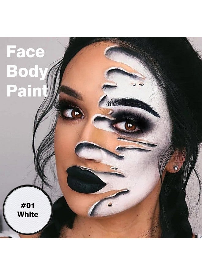 FREEORR White Face Body Paint Makeup 30G,Professional Stage Screen Halloween,Non Toxic Face Body Paint Makeup For Halloween Costume Theater Dress-Up Zombie Vampire Skeleton Clown Makeup-01 - Image 4