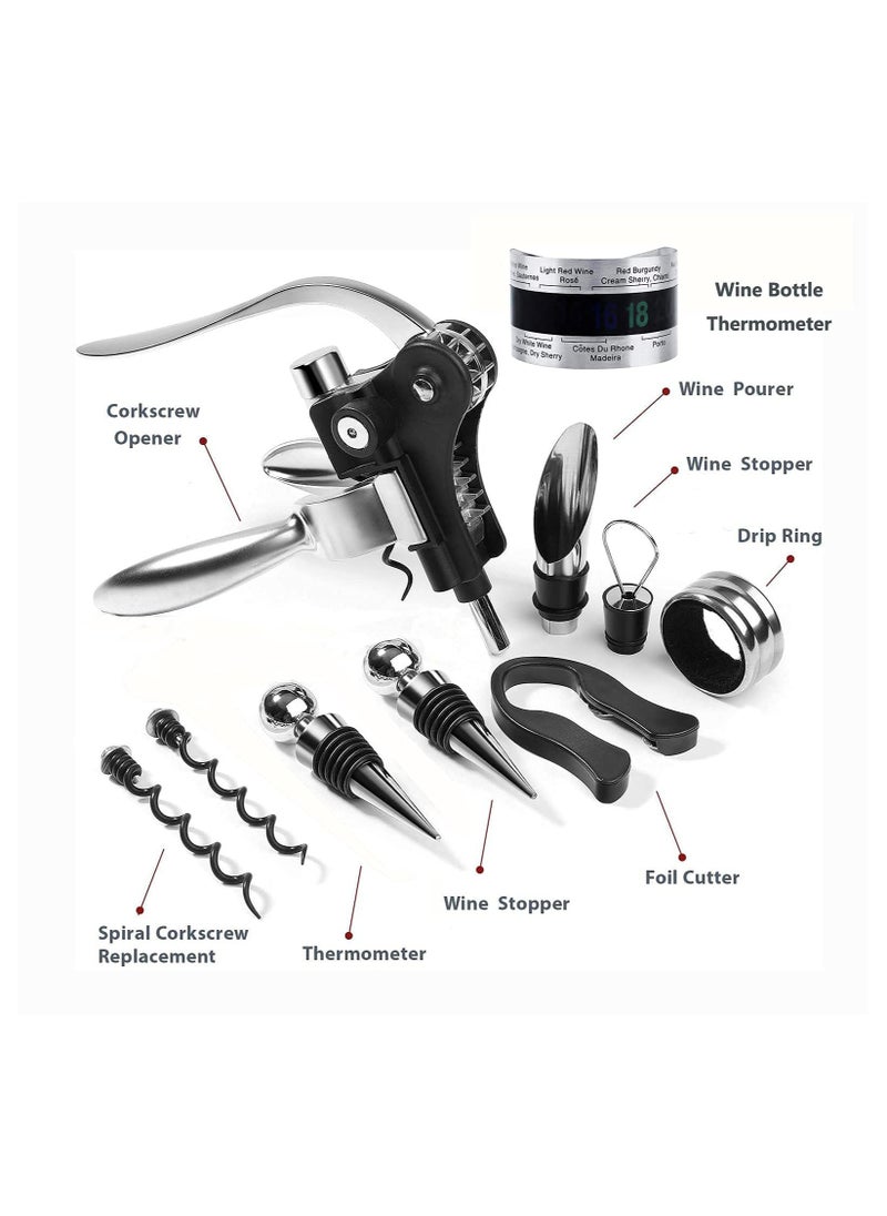 SYOSI Wine Opener Set Rabbit Type with Wine Stoppers, Drip Ring, Foil Cutter and Extra Corkscrew Premium All-In-One Wine Bottle Opener Kit Elegant Cherry Gift Wood Case  - Image 4