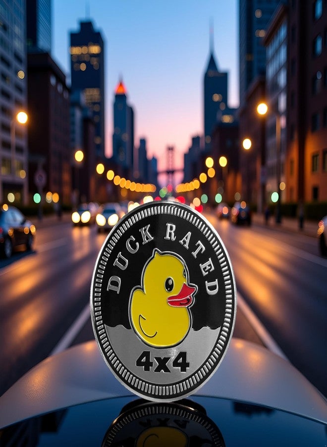 Fansoftiks ملصقات شعار سيارة معدنية من Duck Rated، ملصق شعار سيارة دائري ثلاثي الأبعاد، ملصقات مقاس 4 × 4، ملصق زخرفي للدراجات النارية والمركبات والشاحنات، ملصقات، شعار سيارة معدني لسيارة جيب رانجلر - Image 5