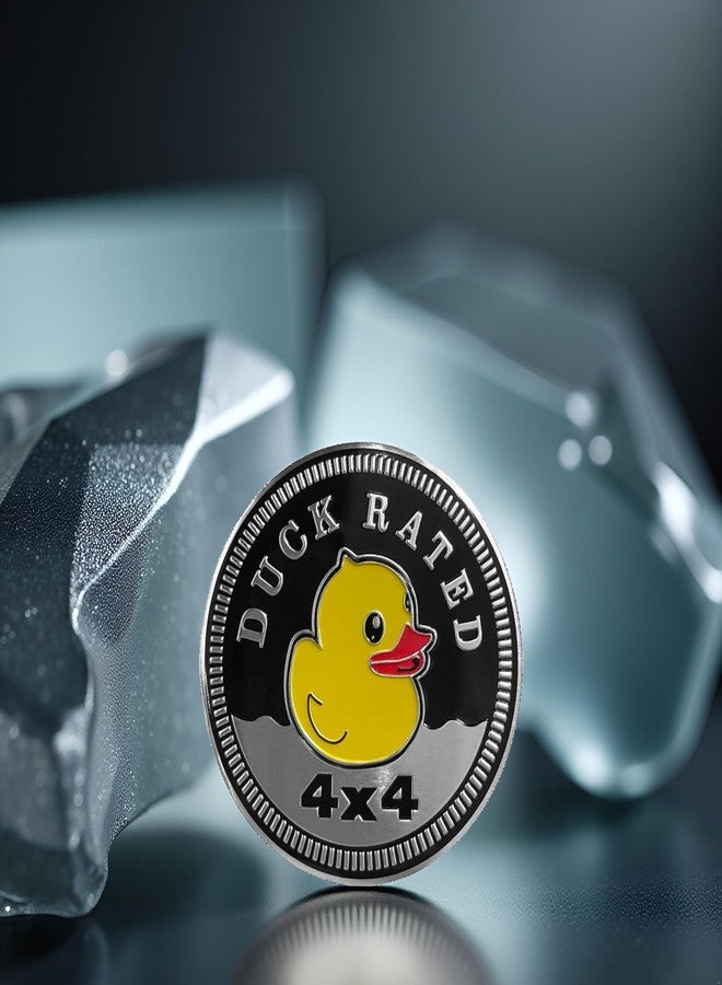 Fansoftiks ملصقات شعار سيارة معدنية من Duck Rated، ملصق شعار سيارة دائري ثلاثي الأبعاد، ملصقات مقاس 4 × 4، ملصق زخرفي للدراجات النارية والمركبات والشاحنات، ملصقات، شعار سيارة معدني لسيارة جيب رانجلر - Image 4