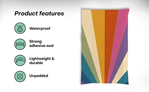 Package Mint 6x9 Poly Mailers – Retro Rainbow – Waterproof, Tear-Resistant Shipping Bags with Adhesive Seal – 200 Pack – Package Mint - Image 4