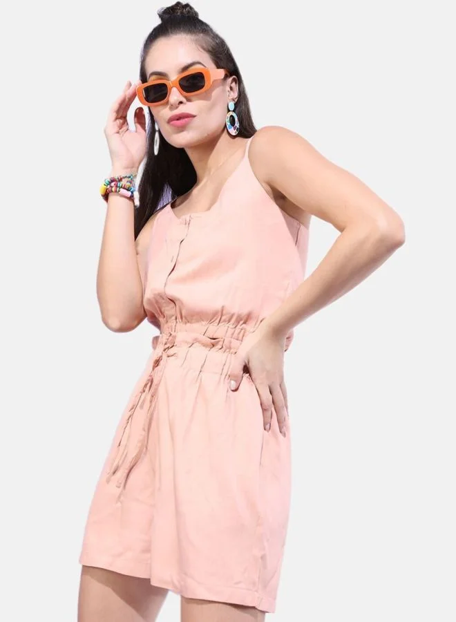 Freehand  Women Regular Fit Solid Sleeveless Mid Rise Crop Top and Shorts Co-Ords Set  | Best Price UAE